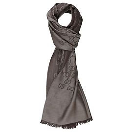 Gucci Sciarpa in jacquard di lana e seta Marrone scuro