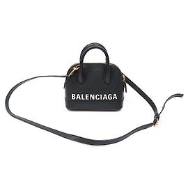 Balenciaga Mini Ville Top Handle in vitello grana nera XXS