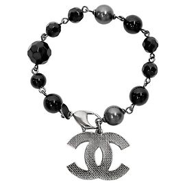 Bracciale Chanel con perline nere argento