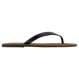 The Row Beach Flip Flop Black Leather