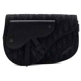 Dior Bolsa de ombro, crossbody e bolsa de cintura masculina Black Oblique Saddle Pouch