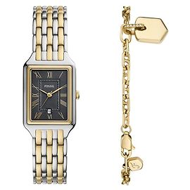 Autre Marque Set Bracciale Quadrato e Orologio in Metallo da Donna