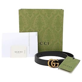 Gucci Ledergürtel mit GG-Schnalle Schwarz Antikmessing