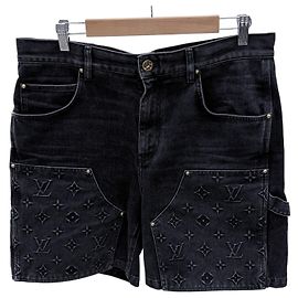 Louis Vuitton Monogram Carpenter Workwear Denim Shorts