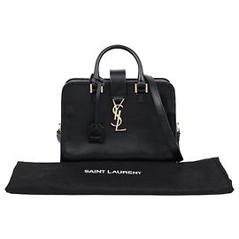 Autre Marque Borsa Tote Cabas Baby in pelle da donna Nera con dettagli dorati