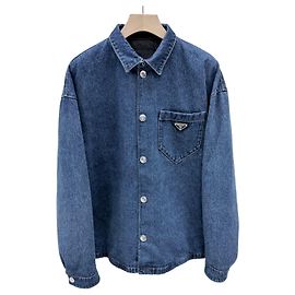 Prada Gesteppte Denimjacke mit Triangle-Logo Grade/XL]