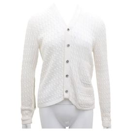 Salvatore Ferragamo Weißer Strickcardigan mit Knöpfen