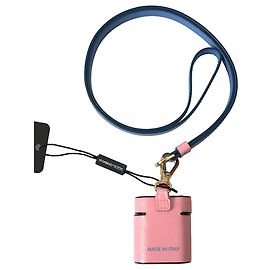Dolce & Gabbana Capa para Airpods em couro de bezerro rosa e azul com logo e alça