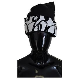 Dolce & Gabbana Berretto invernale in nylon stampato bianco da donna