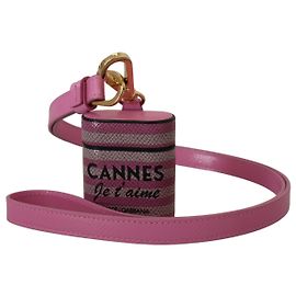 Dolce & Gabbana Capa para Airpods em couro rosa e preto com logótipo em metal dourado