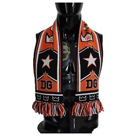 Dolce & Gabbana Sciarpa scialle da uomo con logo DG stampato multicolore