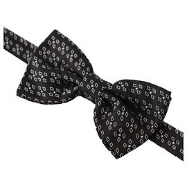 Dolce & Gabbana Cravatta a Farfalla in % Seta a Pois Bianchi Grigio Scuro