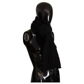 Dolce & Gabbana Bufanda Chal Unisex de Lana Virgen Tejida Negra