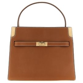 Tory Burch Borsa a tracolla in pelle di vacchetta marrone