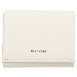 Carteira Jil Sander de couro bege com logótipo