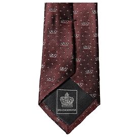 Dolce & Gabbana Cravatta regolabile da uomo in seta monogram logo bordeaux