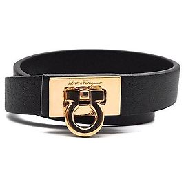 Pulsera Salvatore Ferragamo de cuero negra