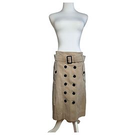 Vintage Burberry A-Linien-Rock mit Nova Check Futter c. 2000s Beige S