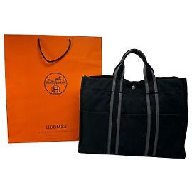 Borsa Tote vintage Hermès in tela fine anni 1990s nera