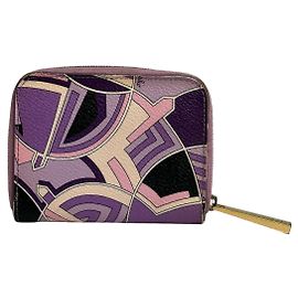 Vintage Emilio Pucci Zip Around Wallet Purple Lilac Cream Black