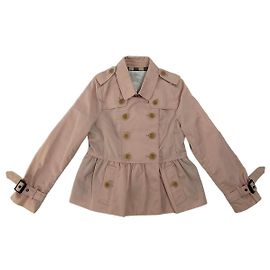 Vintage Burberry Nova Check Peplum Trench Coat c. 2015 Pink 6Y