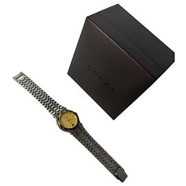 Vintage Gucci Quartz Armbanduhr späte 1980er Yellow Silver