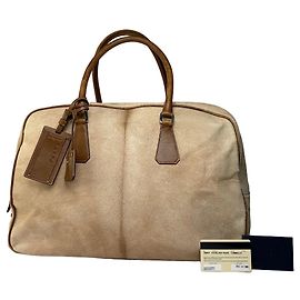 Vintage Prada Cavallino Strukturierte Top-Handle Tasche c. 2000 Cream Tan