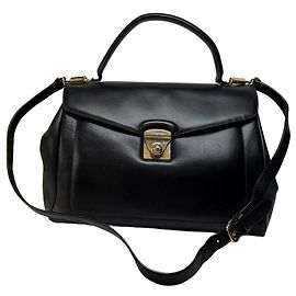 Bolso de mano estructurado Vintage Salvatore Ferragamo Finales de los años 1980 Negro