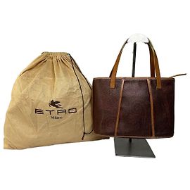 Vintage Etro Paisley Jacquard Strukturierte Tote Ende 1990s Brown Burgundy