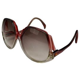 Occhiali da sole Vintage Givenchy Logo 4G Fine anni '70 Rosso Beige