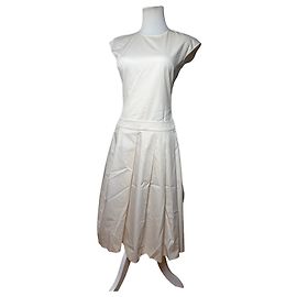 Vintage Salvatore Ferragamo Kleid mit Reißverschluss vorne, Cream M
