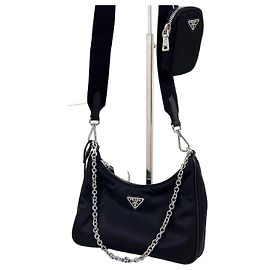 Prada Bolsa Hobo Crossbody em Nylon Multi Tessuto Preta