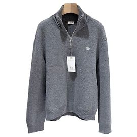 Céline Triomphe Strickpullover aus Wolle und Kaschmir mit halbem Reißverschluss grau (S-grade/XL)