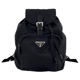Prada Nylon Triangle Logo Backpack Black
