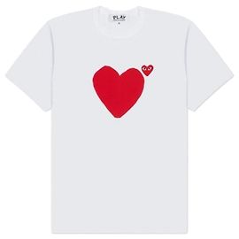 Comme Des Garcons Camiseta de manga corta AX roja con doble corazón