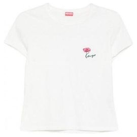 Kenzo Baumwoll-T-Shirt mit bestickter Tulpe