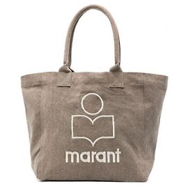 Borsa Tote Isabel Marant Small Logo Cotone Khaki Scuro