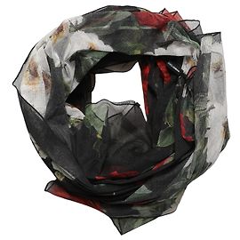 Dolce & Gabbana Chal estola bufanda de algodón con estampado floral negro