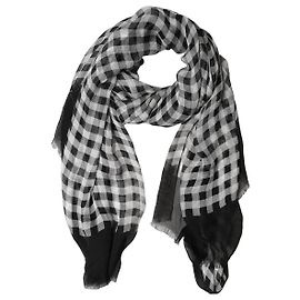 Dolce & Gabbana Sciarpa Sciallo in Seta Gingham Napoli Bianco e Nero