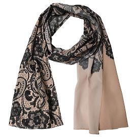 Dolce & Gabbana Sciarpa foulard in seta con pizzo floreale nero e beige
