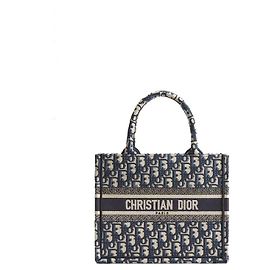 Dior Oblique Tote Bag aus Baumwolle Blau