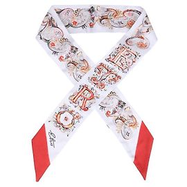 Etro Skinny scarf in seta twill con motivo paisley, logo e floreale