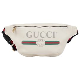 Gucci Hüfttasche aus weißem Leder mit Logo-Print