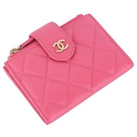 Chanel Portafoglio donna Gold CC Caviar Double Zipper