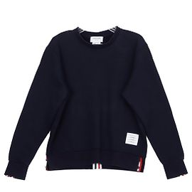 Thom Browne Camiseta de manga larga para hombre azul marino con raya central en la espalda