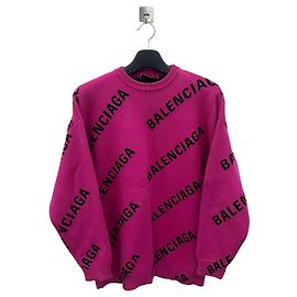 Balenciaga Unisex Multi-Logo Pink Knit XS