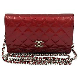 Chanel Borsa a tracolla WOC Wallet on Chain in vernice rossa