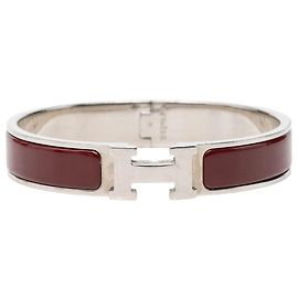 Bracciale Clic H PM stretto in smalto rosso Hermès