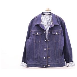 Dior Blouson de denim de algodón Oblique Low Blue Jacket