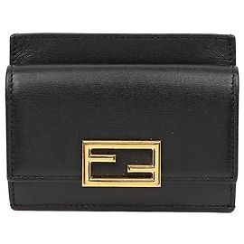 Fendi Tarjetero de bolsillo de cuero Negro